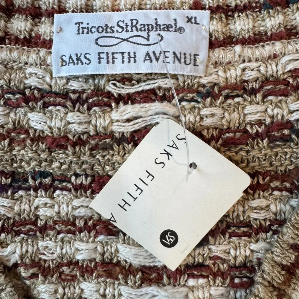 NWT Vintage 1994 Tricots St Raphael Boucle Sweater Vest XL Made USA Checkered‎